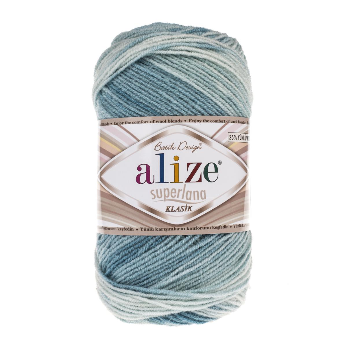 Пряжа Alize Superlana Klasik Batik цвет 6964, Бирюзовый / голубой