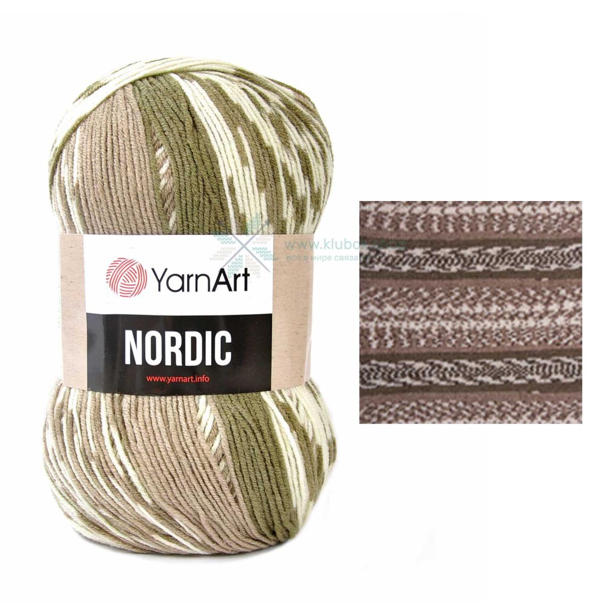 Пряжа Nordic от YarnArt цвет 661, Бежевый / белый / хаки