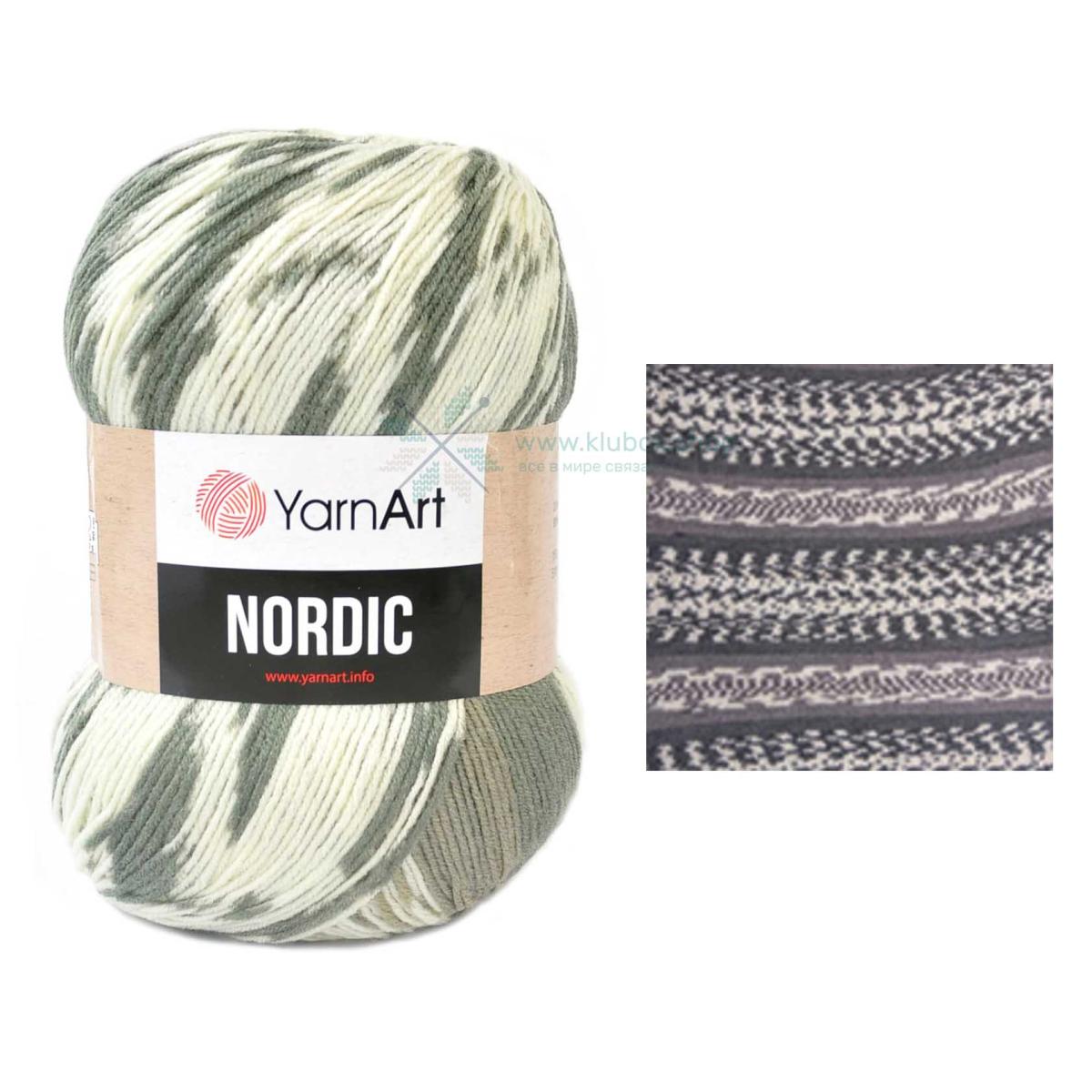Пряжа Nordic от YarnArt цвет 659, Бежевый / белый / хаки