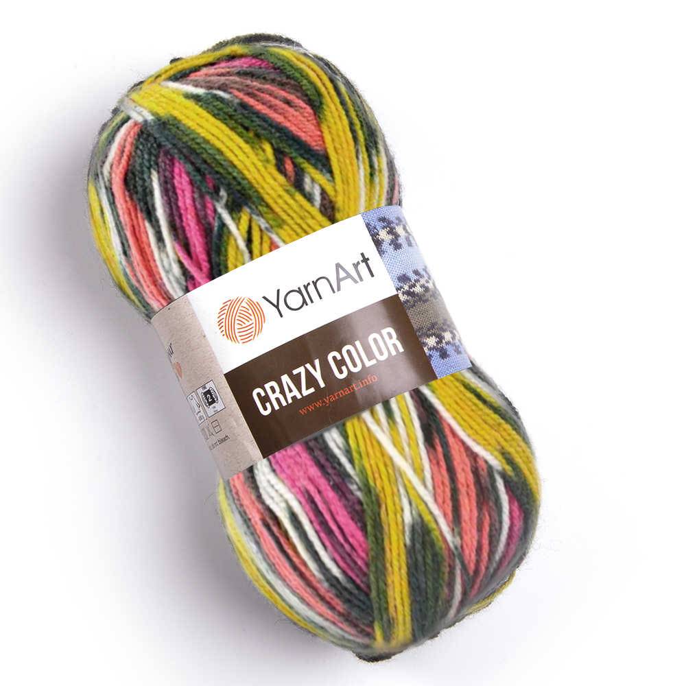 Пряжа Crazy Color от YarnArt цвет 167, Желтый / оранжевый / малиновый / серый