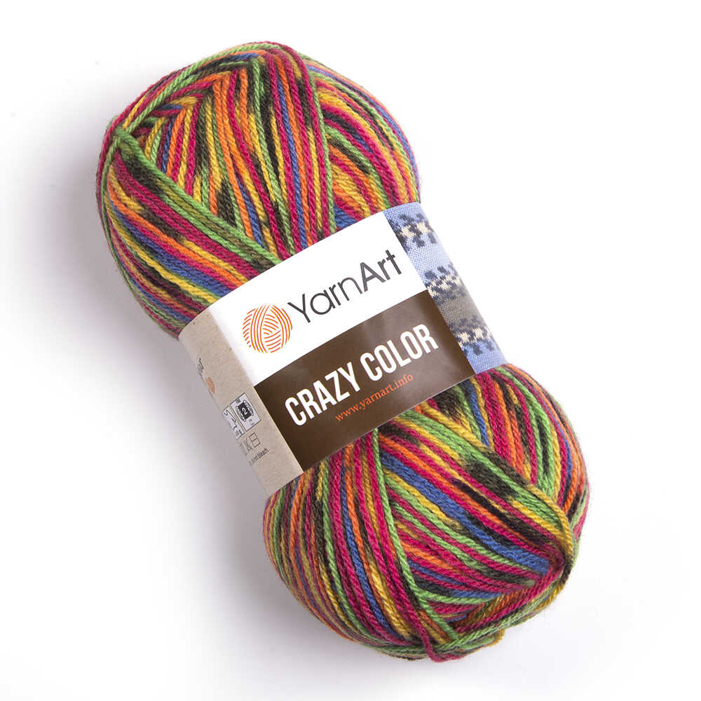 Пряжа Crazy Color от YarnArt цвет 148, Желтый / оранжевый / синий / розовый / зеленый